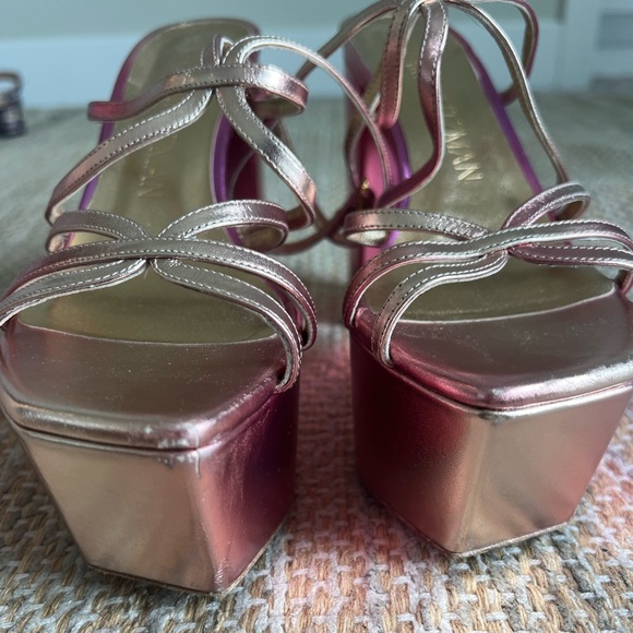 Stuart Weitzman Barelythere Squarehigh Platform Pink Gold 140mm Size 7.5 - Picture 7 of 9